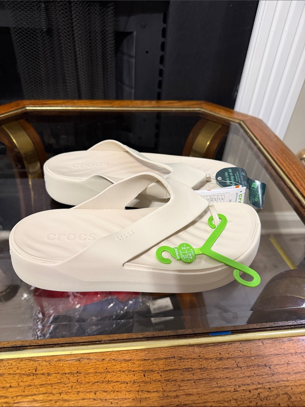CROCS Platform Flip Sandals in Off-White